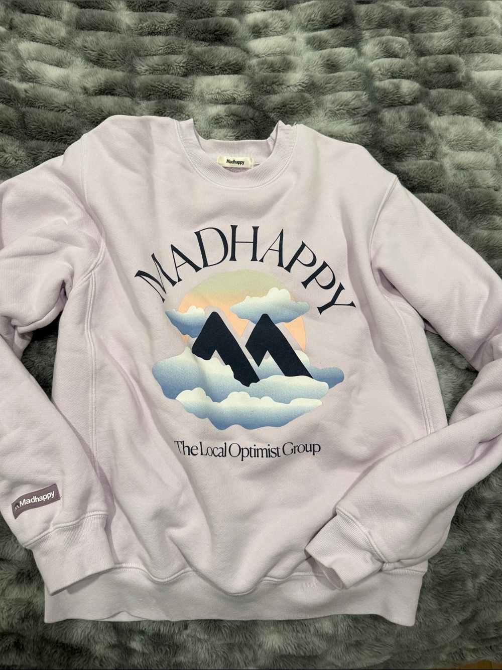 Madhappy Lilac Crewneck Sweatshirt with Mountain Graphic